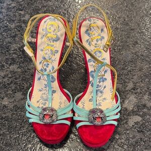 Gucci Wangy red velvet with crystal feline. Beautiful!!